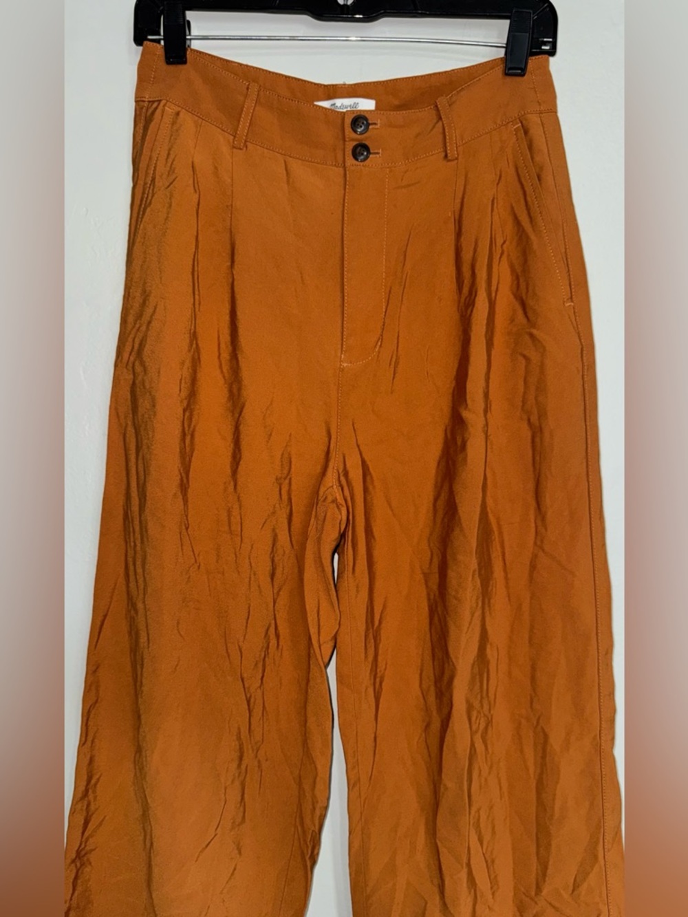 Madewell Rust-Orange Wide-Leg Cropped Trousers - Picture 5 of 10